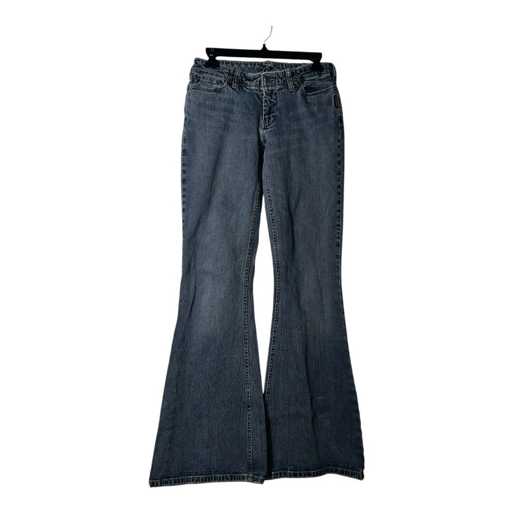 2124. SILVER DENIM JEANS Y2K ERA FLARE STYLE LOW RISE MEDIUM‎ WASH SIZE 30/35